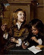 Adriaen Hanneman, Two Boys Blowing Bubbles (ca. 1630)