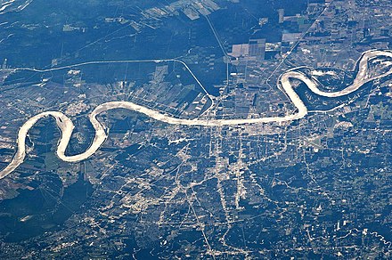 Baton Rouge as viewed from the International Space Station in May 2011, looking west
