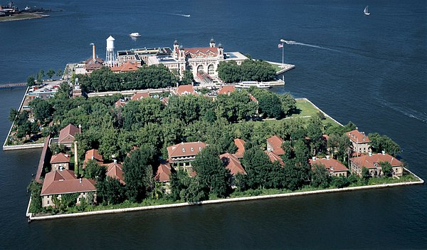 Aerial view of Ellis Island