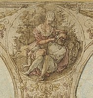 Albrecht Durer - Phyllis and Aristotle, detail of Nuremberg Town Hall design.jpg