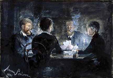 A game of L'hombre in Brøndum's Hotel by Swedish artist Anna Palm de Rosa