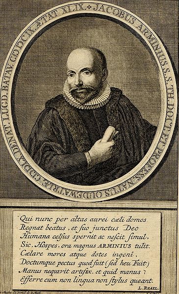 17-century portrait of Arminius from the Dutch portrait collection of the Andover-Harvard Theological Library, Harvard Divinity School. From an engrav