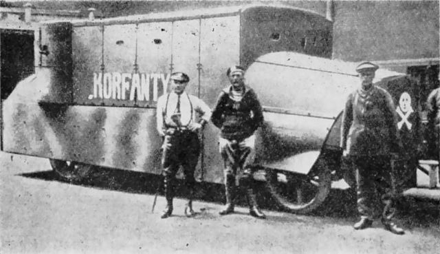 Polish armored car Korfanty in 1920 made by Polish fighters in Woźniak foundry. It was one of the two created, the second was named Walerus – Woźniak.