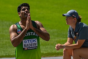 Arshad Nadeem bei den Weltmeisterschaften 2023 in Budapest