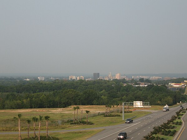 Downtown Augusta skyline as seen from the US 1/US 78/US 278 exit in North Augusta (exit 17)