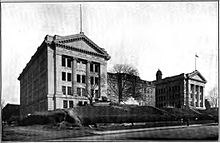 Baltimore Polytechnic Institute on the 200 block of East North Avenue, 1913-1967. Later renamed and served as the Calvert Educational Center until partially razed and renovated in the mid-1980s as the BCPS Alice Pinderhughes administrative headquarters (nicknamed "North Avenue") Baltimore Polytechnic Institute.jpg