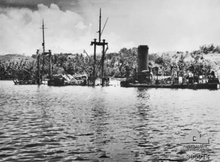 Wreck of the cargo ship Bantam, Oro Bay, New Guinea Bantam Wreck Oro Bay 1943.png