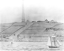 Groton Monument and Fort Griswold, a sketch by John Warner Barber for his Historical Collections of Connecticut (1836) BarberJohnWarnerGrotonMonument.jpg