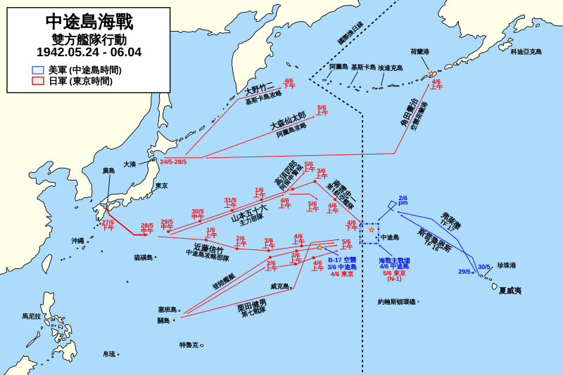 File:Battle of Midway, Movement of Fleets (CHN).svg