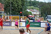 Deutsch: Beachhandball Europameisterschaften 2019 (Beach handball Euro); Tag 3: 4. Juli 2019 – Männer, Platzierungsrunde Gruppe IV, Rumänien-Portugal 2:0 (15:14, 25:24) English: Beach handball Euro; Day 3: 4 July 2019 – Men Consolation Round Group IV – Romania-Portugal 2:0 (15:14, 25:24)