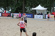 Deutsch: Beachhandball Europameisterschaften 2019 (Beach handball Euro); Tag 2: 3. Juli 2019 – Männer, Vorrunde Gruppe C, Nordmazedonien-Schweiz 0:2 (13:22, 18:19) English: Beach handball Euro; Day 2: 3 July 2019 – Women Preliminary Round Group A – Men Preliminary Round Group C – North Macedonia-Switzerland 0:2 (13:22, 18:19)