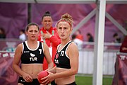 Deutsch: Beachhandball bei den Olympischen Jugendspielen 2018; Tag 6, 12. Oktober 2018; Mädchen, Platzierungsspiel um Rang 9 und 10 – Türkei-Hongkong 2:0 English: Beach handball at the 2018 Summer Youth Olympics at 12 October 2018 – Girls Women's Placement Match 9-10 – Türkei-Hong Kong 2:0