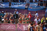 Deutsch: Beachhandball bei den Olympischen Jugendspielen 2018; Tag 4, 10. Oktober 2018; Mädchen, Vorrunde, Gruppe A - Ungarn-Chinese Taipei (Taiwan) 2:0 English: Beach handball at the 2018 Summer Youth Olympics at 10 October 2018 – Girls Preliminary Round Group A‎ – Hungary-Chinese Taipei 2:0