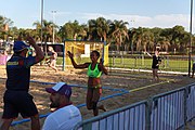 Deutsch: Beachhandball bei den Olympischen Jugendspielen 2018; Tag 3, 9. Oktober 2018; Mädchen, Vorrunde, Gruppe B - Venezuela-Niederlande 1:2 English: Beach handball at the 2018 Summer Youth Olympics at 9 October 2018 – Girls Preliminary Round Group B‎ – Venezuela-Netherlands 1:2