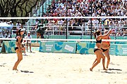 Deutsch: Beachvolleyball bei den Olympischen Jugendspielen 2018; Tag 9, 15. Oktober 2018; Mädchen, Viertelfinale: USA-Spanien 2–1 (21–19/17–21/15–9) English: Beach volleyball at the 2018 Summer Youth Olympics at 15 October 2018 – Girls Quarterfinals: USA-Spain 2–1 (21–19/17–21/15–9)