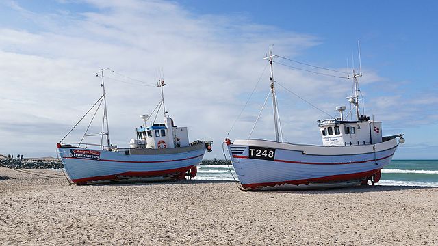 Beached fishing vessels