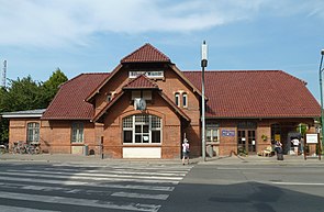 Frontbygningen til Wismar jernbanestasjon