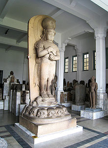 A large statue of Adityavarman as Bhairava among the museum's rich collections of Hindu-Buddhist artifacts of ancient Indonesia. This statue is ordered by Kartanegara of Singasari Kingdom on 1286 as a gift to Minangkabau Kingdom. Later it was discovered in Rambahan, Padangroco, West Sumatra. On 1935, the Dutch government relocated it to the museum. Bhairava Adityavarman.jpg