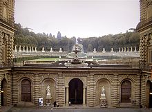 Garden entrance of the Ammannati Courtyard in the Pitti Palace.