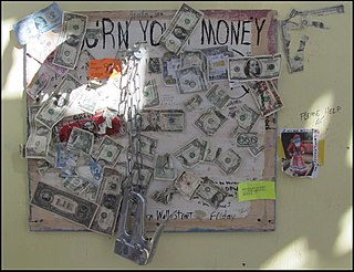 Money burning or burning money is the purposeful act of destroying money. In the prototypical example, banknotes are destroyed by literally setting them on fire. Burning money decreases the wealth of the owner without directly enriching any particular party.