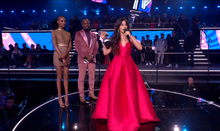 Cabello accepting the Best Video award for "Havana" at the 2018 MTV Europe Music Awards Camila Cabello Accepts Best Video Award.png