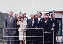 President Mireya Moscoso and President Ernesto Zedillo in the Ceremonial Transfer of Canal Zone in Panama; December 1999. Ceremony Transfer.jpg