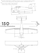 3-view line drawing of the Cessna 150C.