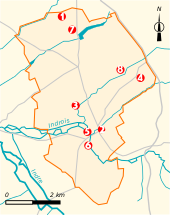 Une carte matérialisant l'emplacement des lieux et monuments sur le territoire de Chédigny