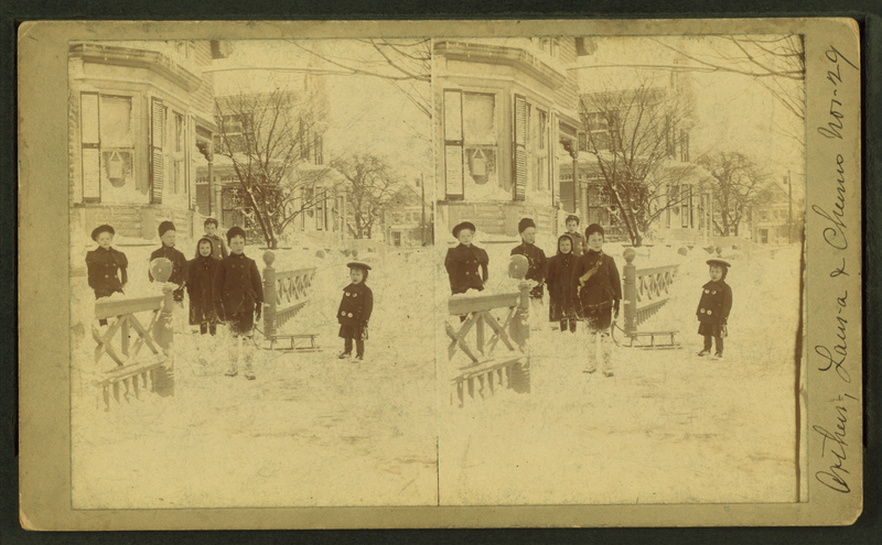 File:Children in the winter in front of a house, from Robert N. Dennis collection of stereoscopic views.png