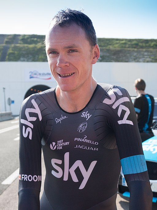 Chris Froome - The First Man to Cycle through the Eurotunnel (14593593775) (cropped)