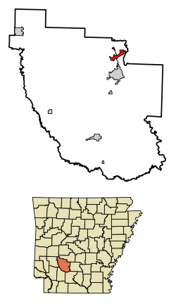 Location of Caddo Valley in Clark County, Arkansas.