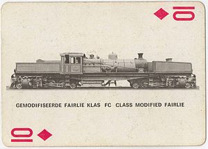 Class FC No. 2310, later redrawn as 670, as a picture on a playing card in the SAR Museum