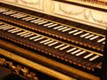 來自法國里昂的18世紀雙排鍵盤大鍵琴的琴鍵，現存於巴黎音樂博物館內。