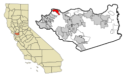 Ubicación en el condado de Contra Costa y el estado de California