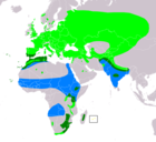 Aire de répartition de la Caille des blés