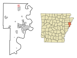 Loko en Crittenden Distrikto kaj la stato de Arkansaso
