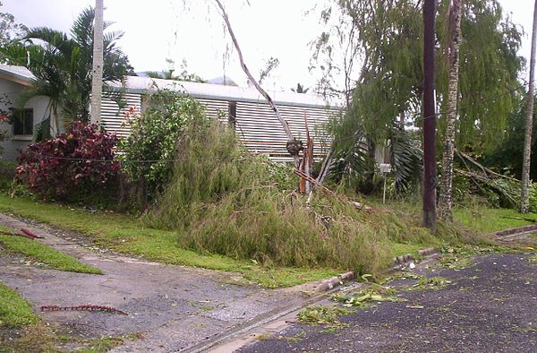 Photo taken by a resident in Edmonton, an outer suburb of Cairns in the aftermath of the storm, on 20 March 2006.