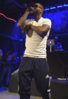 Dave East on stage at his Hate Me Now Tour in June 2016.