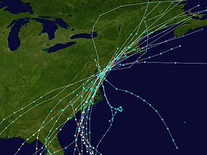 Track map of all tropical cyclones that passed over Delaware from 1851 to 2005 Delaware hurricane tracks.jpg