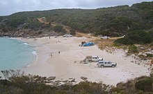 Recreational beach fishing at Dillon Bay, near Bremer Bay. Fishing, tourism and leisure are significant industries in the Great Southern region. Dillon Bay.jpg