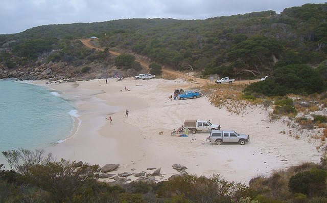 Recreational beach fishing at Dillon Bay, near Bremer Bay. Fishing, tourism and leisure are significant industries in the Great Southern region.