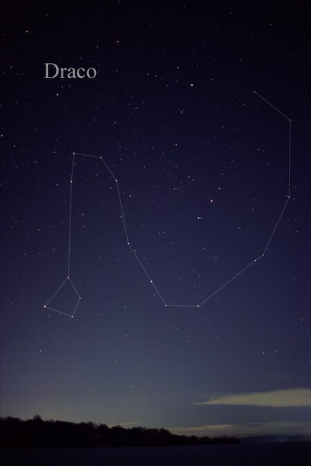 The constellation Draco as it can be seen by the naked eye