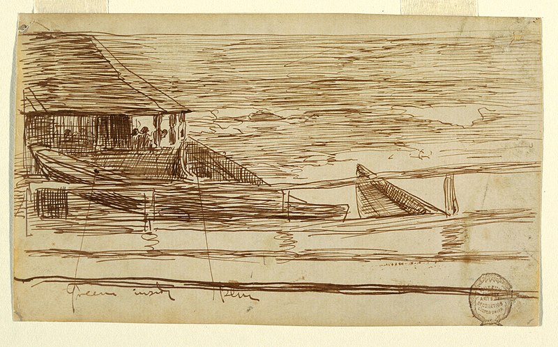 File:Drawing, House at a Railing with Beached Dories, Cullercoats, England, 1881 (CH 18175073-2).jpg