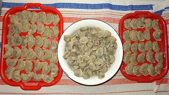 Dumplings on trays