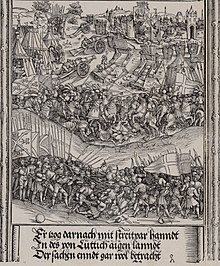 Detail of Albrecht Durer's Arch of Honour, 1515, printed 1517-18 (The Metropolitan Museum of Art). The scene shows "a new coordinated professional military, which features large-scale infantry, complemented by traditional cavalry, but now supplemented with a newer military weapon resource, portable artillery". Durer-Triumphal Arch-military.jpg