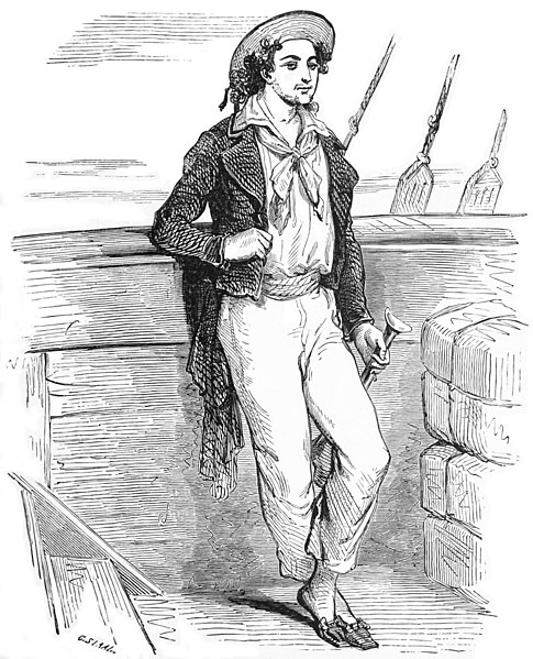 The main character Edmond Dantès was a merchant sailor before his imprisonment. (Illustration by Pierre-Gustave Staal)