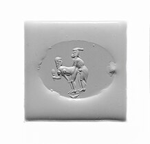 Sex between a female and a male. Engraved scaraboid (gem), White chalcedony. Greco-Persian. 4th century BCE