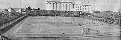 The stadium during a football match, c. 1940. The grandstand at background had been acquired to Club Boca Juniors some years earlier Estadio ferro 1940.jpg