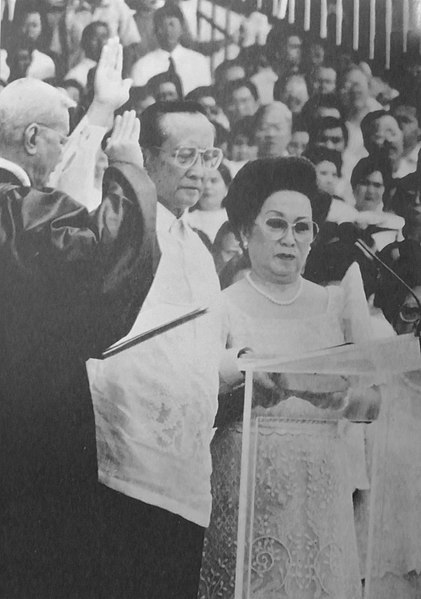 Ramos taking his oath of office as the 12th president of the Philippines on June 30, 1992.