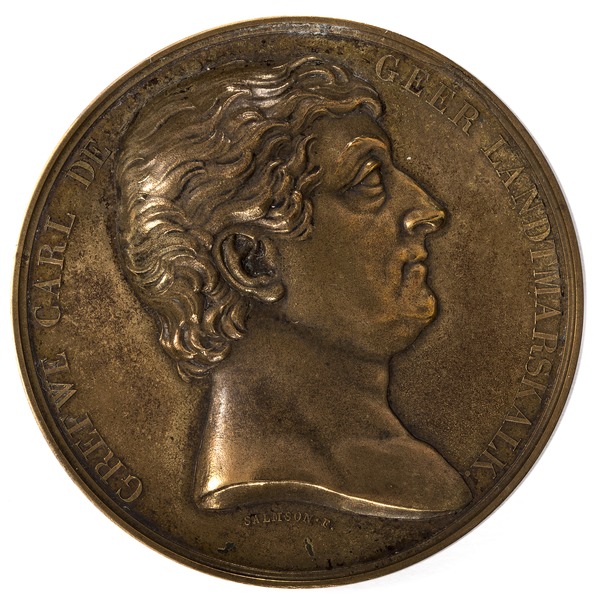 File:Framsida av medalj med Carl De Geer i profil, 1823 - Skoklosters slott - 99268.tif